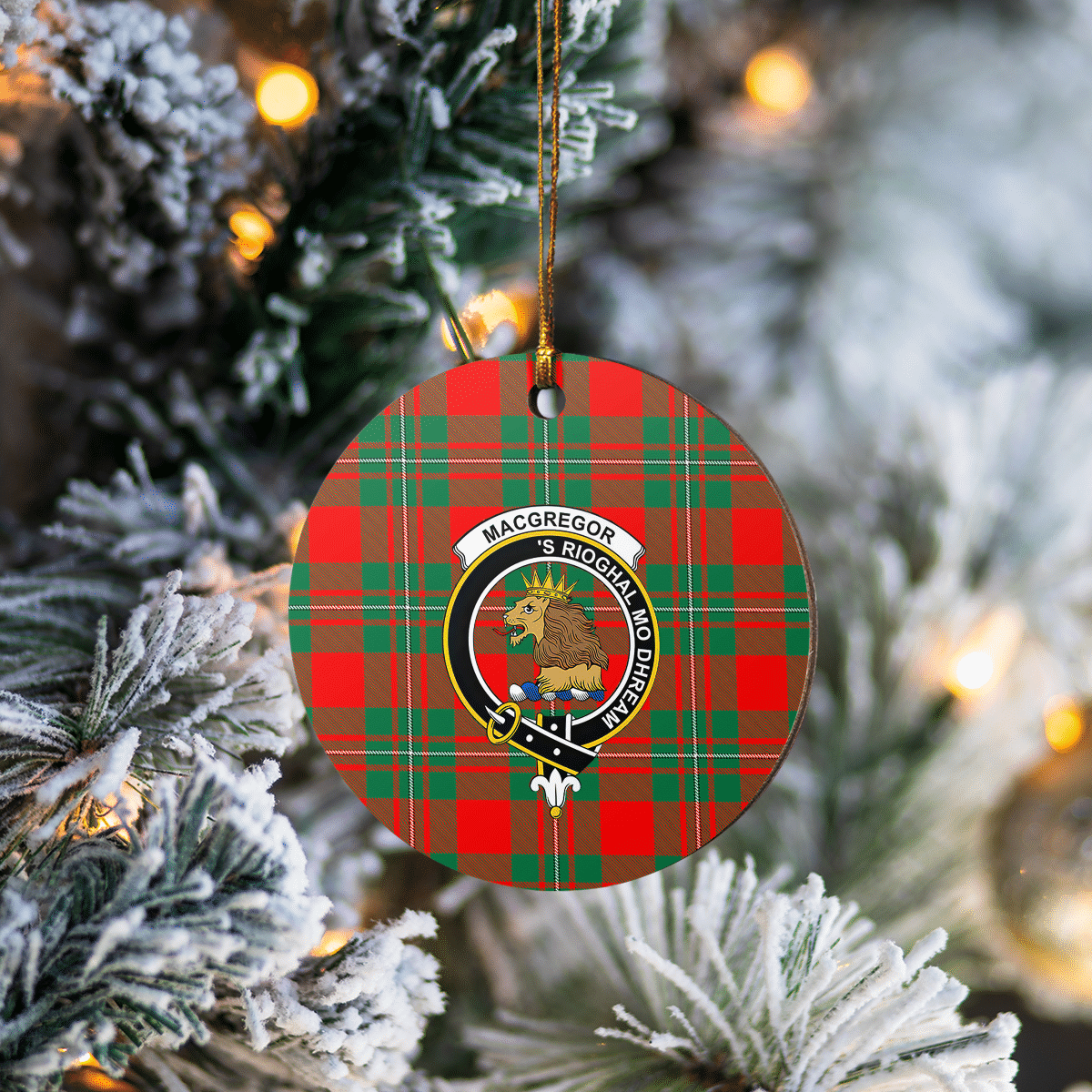 Clan MacGregor Ancient Tartan Crest Round Ceramic Ornament XJ82 MacGregor Ancient Tartan Tartan Christmas   