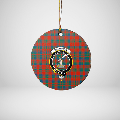 Clan Matheson Ancient Tartan Crest Round Ceramic Ornament MT83
