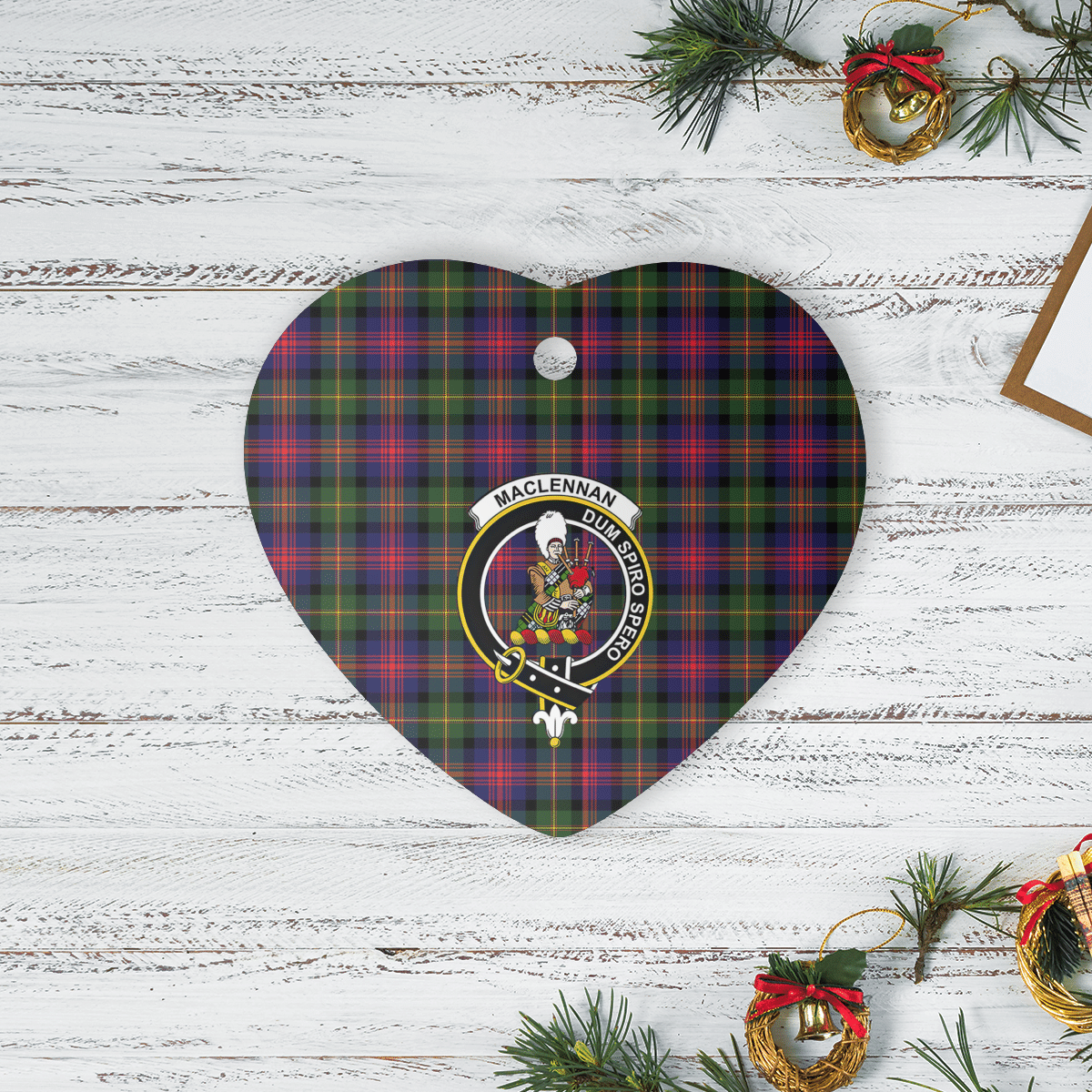 Clan MacLennan Tartan Crest Heart Ceramic Ornament CX74 MacLennan Tartan Tartan Christmas   