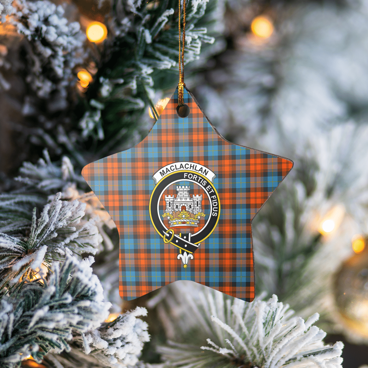 Clan MacLachlan Ancient Tartan Crest Star Ceramic Ornament JF52 MacLachlan Ancient Tartan Tartan Christmas   