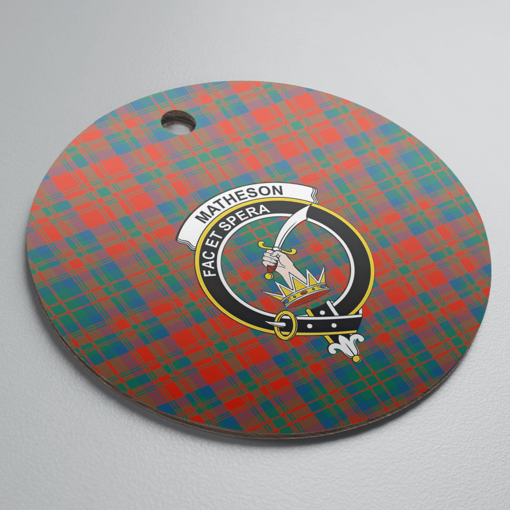 Clan Matheson Ancient Tartan Crest Round Ceramic Ornament MT83 Matheson Ancient Tartan Tartan Christmas   