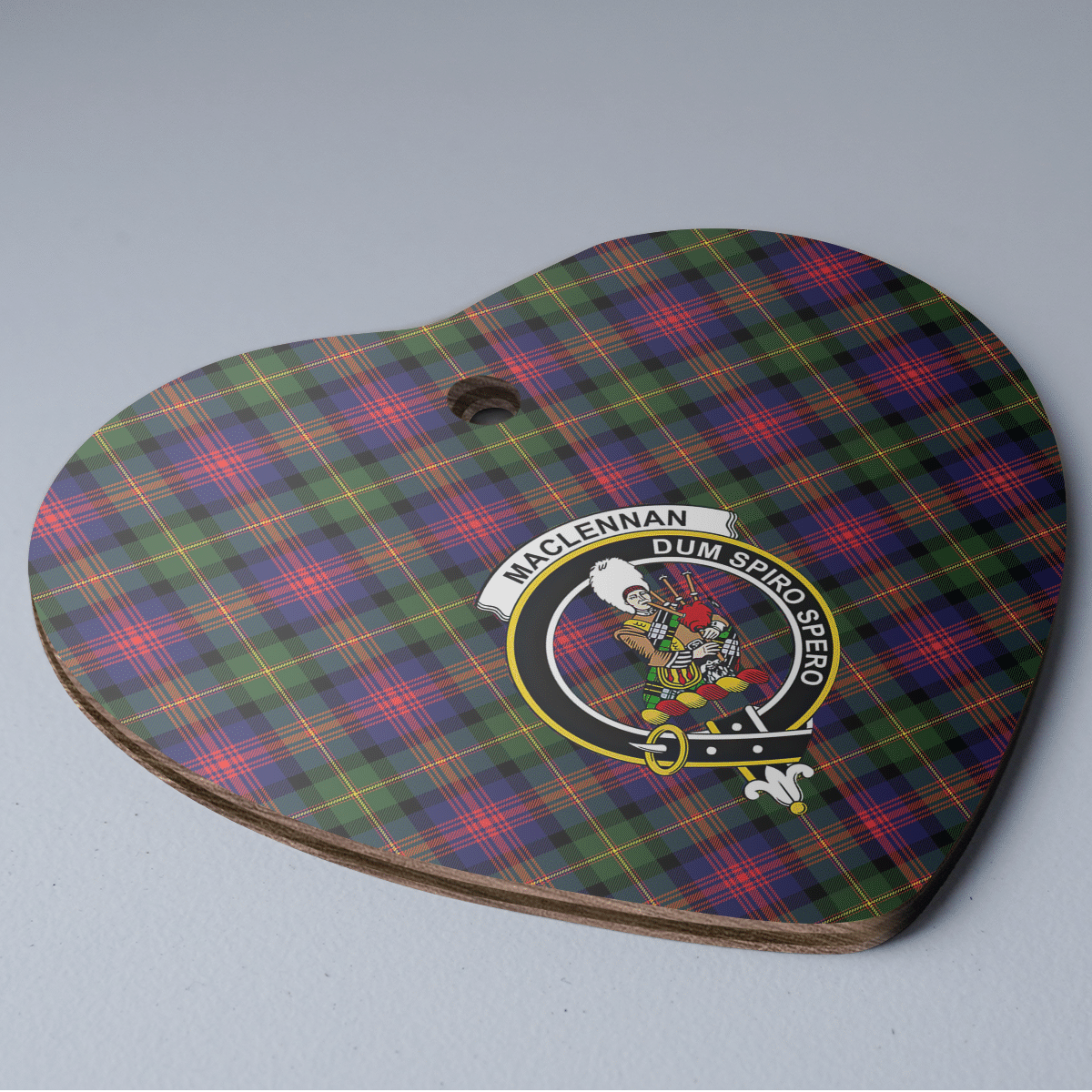 Clan MacLennan Tartan Crest Heart Ceramic Ornament CX74 MacLennan Tartan Tartan Christmas   