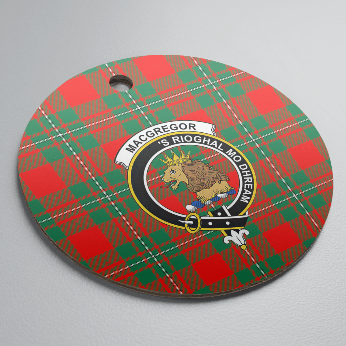Clan MacGregor Ancient Tartan Crest Round Ceramic Ornament XJ82 MacGregor Ancient Tartan Tartan Christmas   