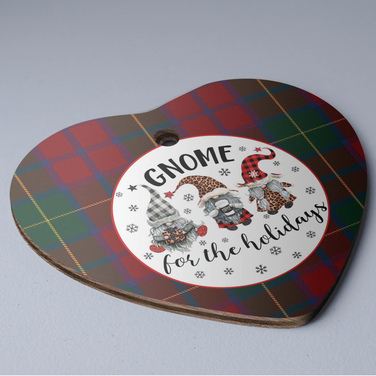 Clan McCarthy Tartan Tartan Crest Gnome Heart Ceramic Ornament KX51 McCarthy Tartan Tartan Christmas   