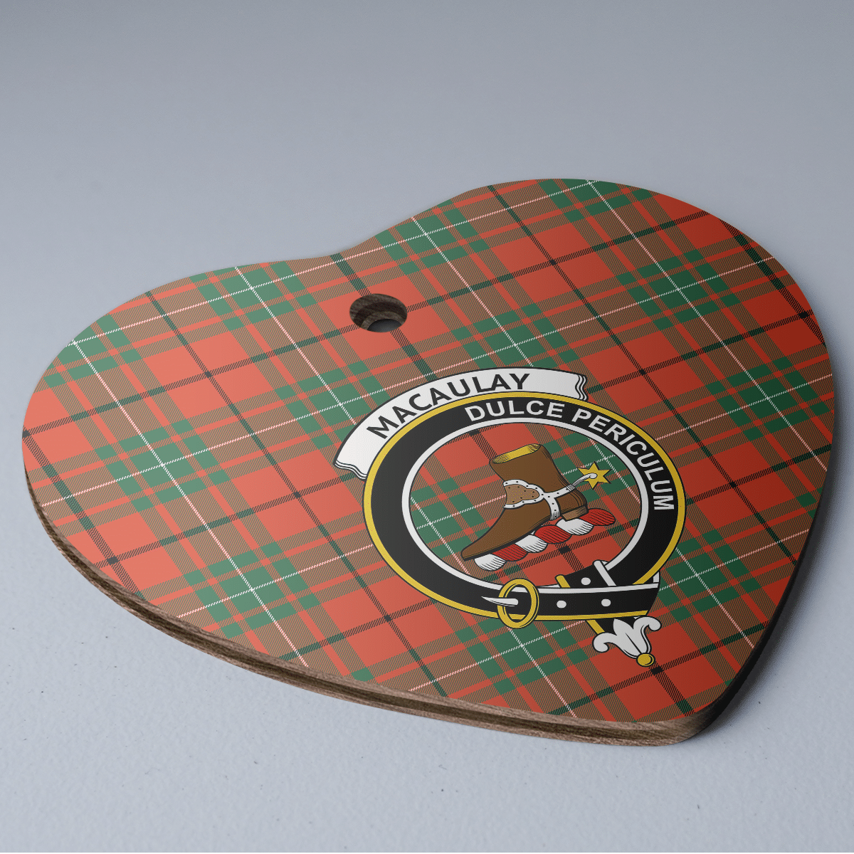 Clan MacAulay Ancient Tartan Crest Heart Ceramic Ornament SB70 MacAulay Ancient Tartan Tartan Christmas   