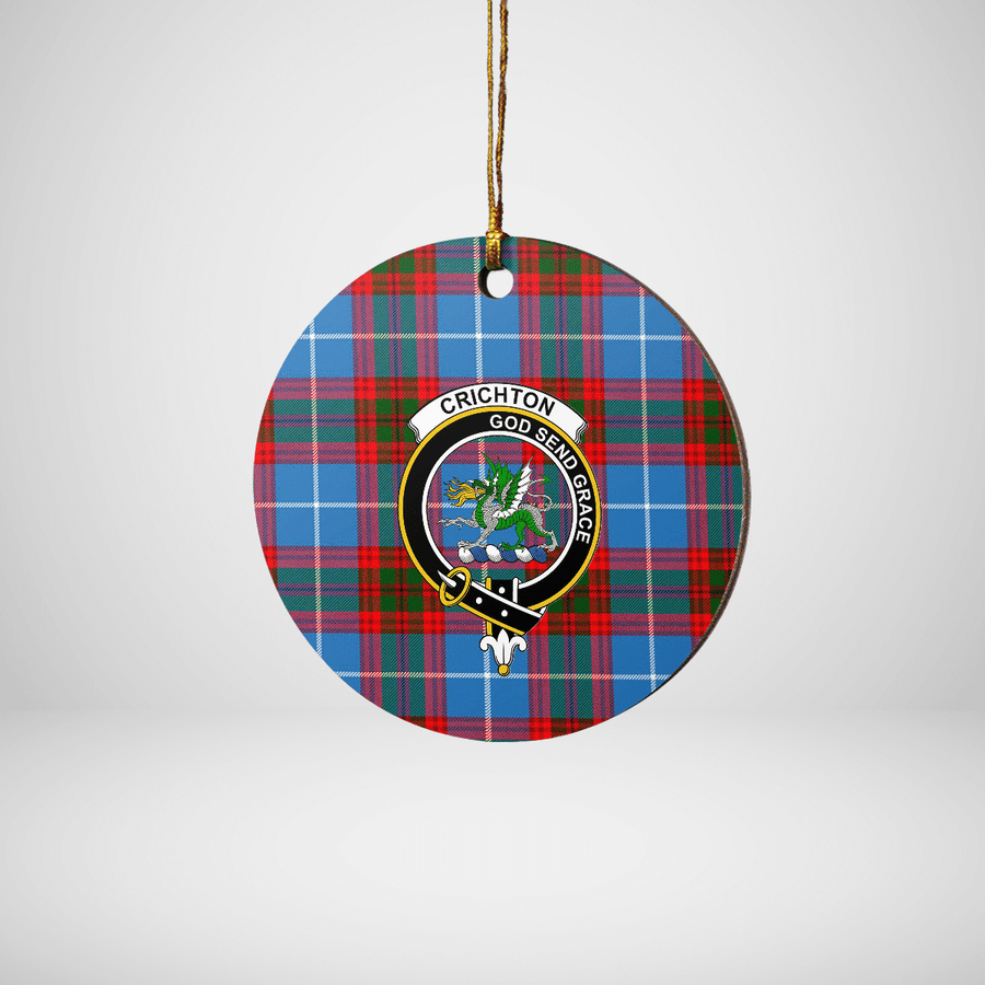 Clan Crichton District Tartan Crest Round Ceramic Ornament HC76 Crichton District Tartan Tartan Christmas   