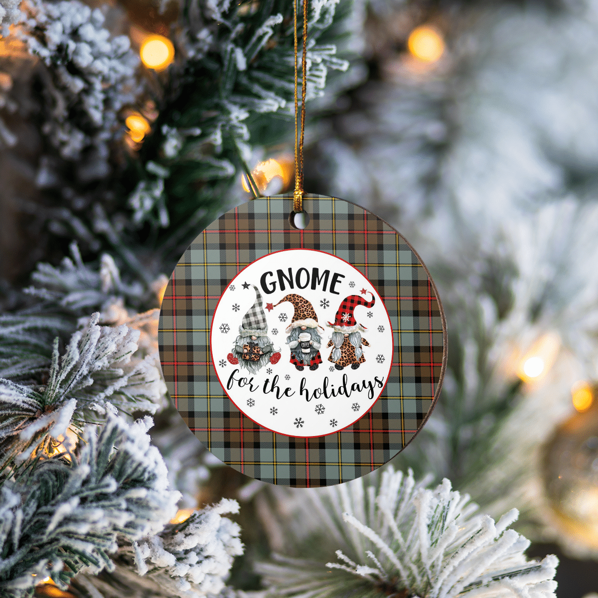 Clan MacLeod of Harris Weathered Tartan Tartan Crest Gnome Round Ceramic Ornament JE57 MacLeod of Harris Weathered Tartan Tartan Christmas   