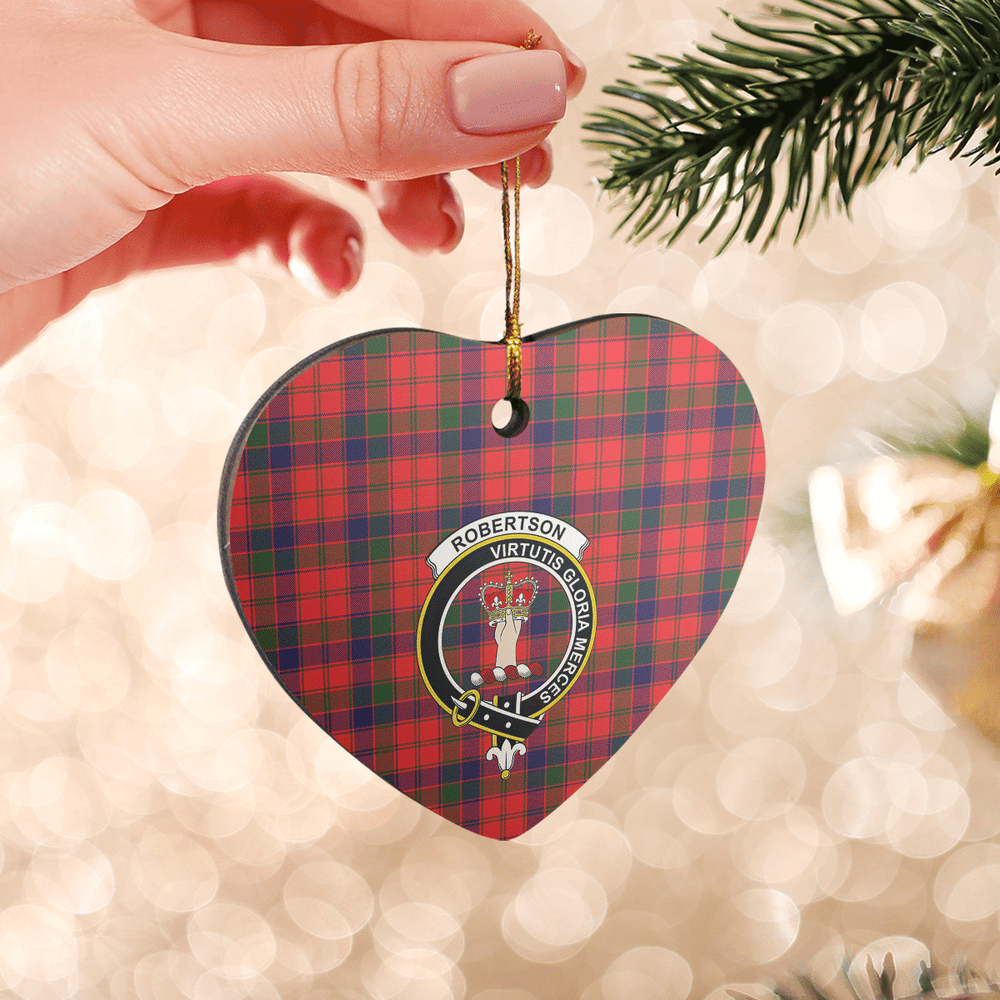 Clan Robertson Modern Tartan Crest Heart Ceramic Ornament BV40 Robertson Modern Tartan Tartan Christmas   