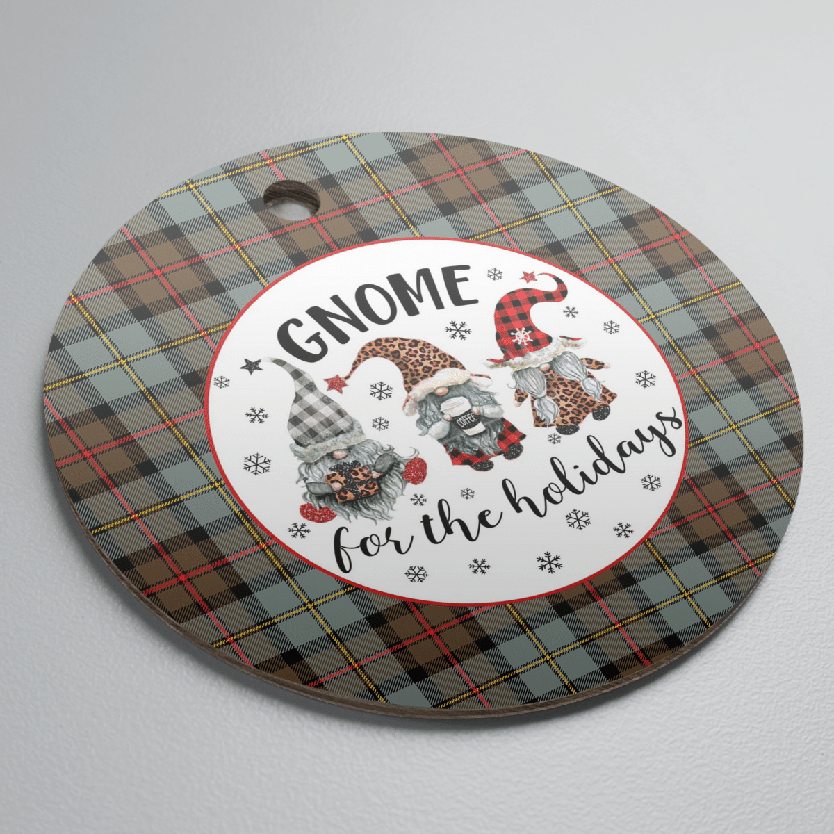 Clan MacLeod of Harris Weathered Tartan Tartan Crest Gnome Round Ceramic Ornament JE57 MacLeod of Harris Weathered Tartan Tartan Christmas   