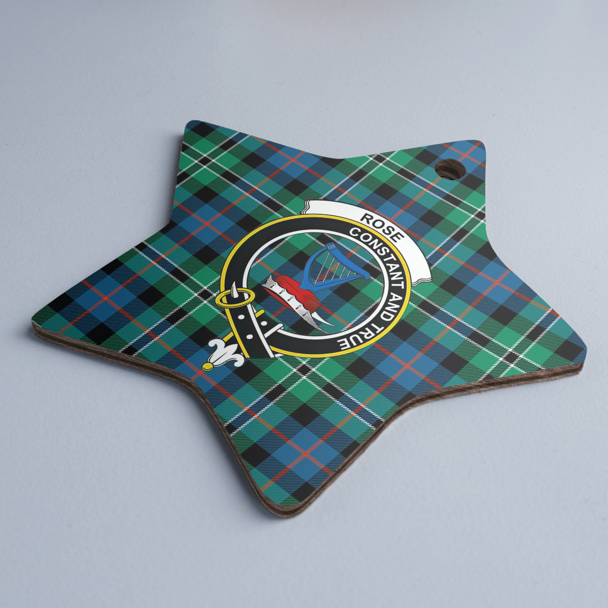 Clan Rose Hunting Ancient Tartan Crest Star Ceramic Ornament PY88 Rose Hunting Ancient Tartan Tartan Christmas   