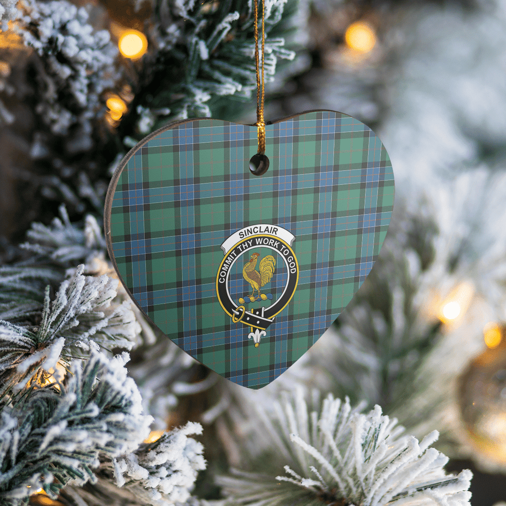 Clan Sinclair Hunting Ancient Tartan Crest Heart Ceramic Ornament JT28 Sinclair Hunting Ancient Tartan Tartan Christmas   