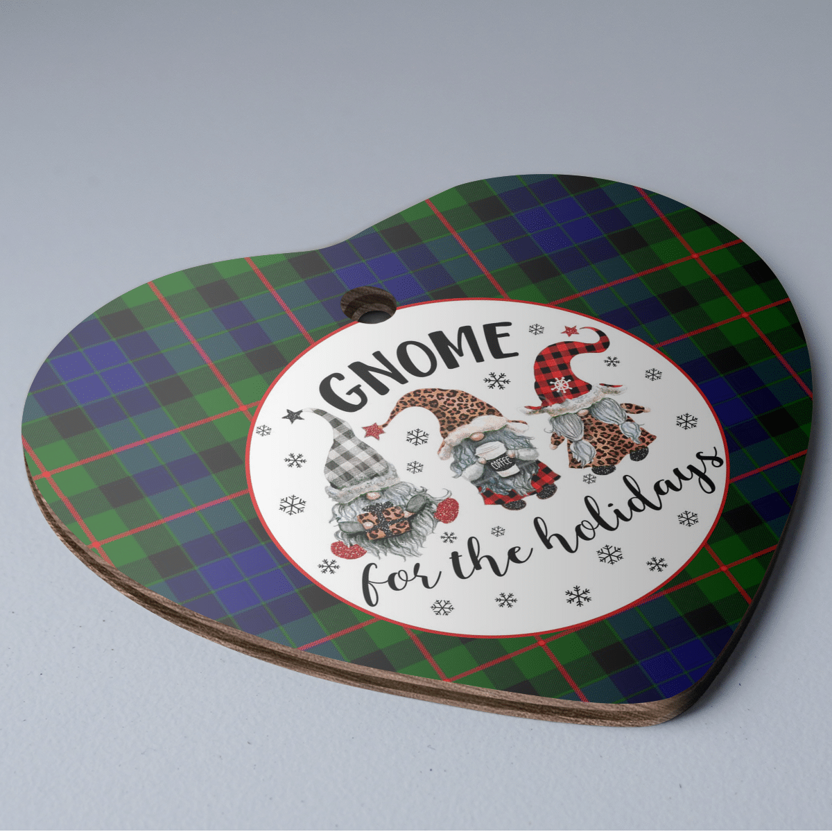 Clan Gunn Modern  Tartan Tartan Crest Gnome Heart Ceramic Ornament YS61 Gunn Modern Tartan Tartan Christmas   