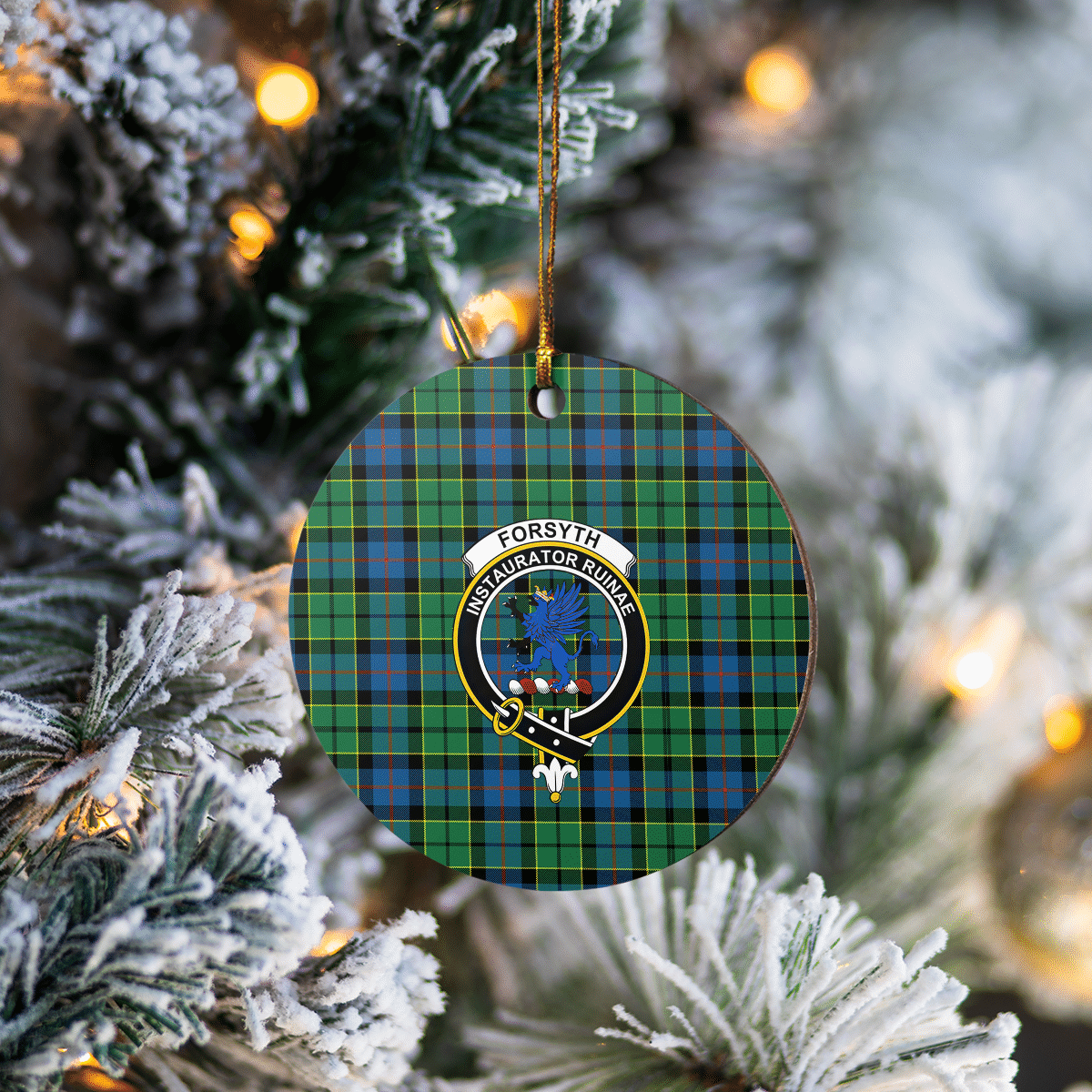 Clan Forsyth Ancient Tartan Crest Round Ceramic Ornament YI14 Forsyth Ancient Tartan Tartan Christmas   