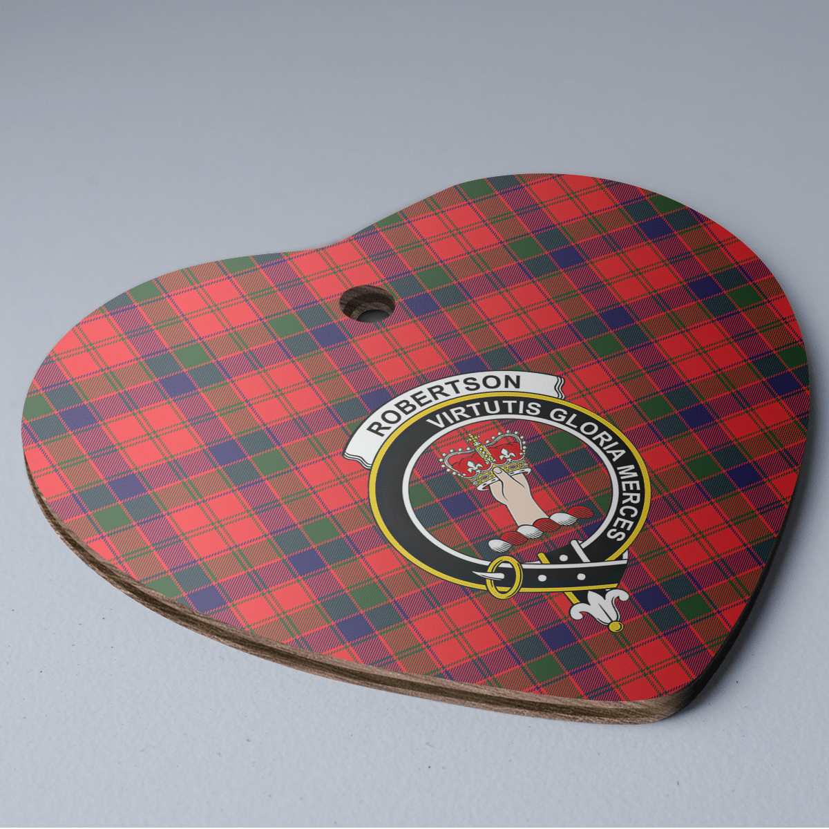 Clan Robertson Modern Tartan Crest Heart Ceramic Ornament BV40 Robertson Modern Tartan Tartan Christmas   