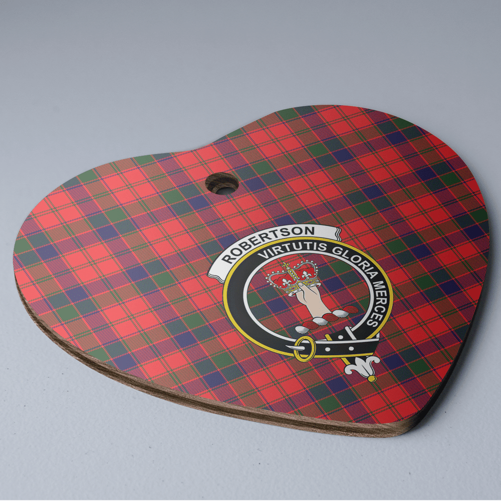 Clan Robertson Modern Tartan Crest Heart Ceramic Ornament BV40 Robertson Modern Tartan Tartan Christmas   