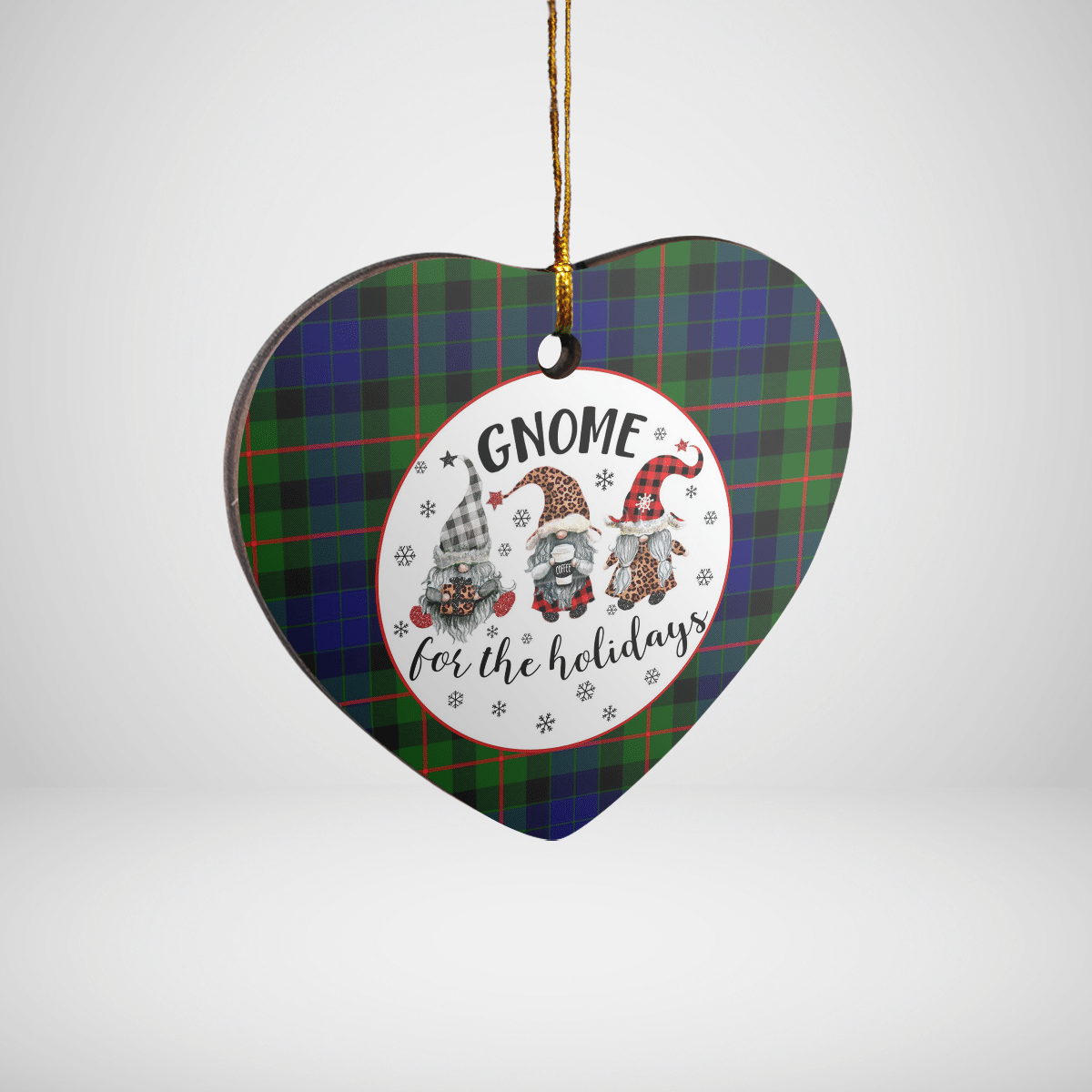 Clan Gunn Modern  Tartan Tartan Crest Gnome Heart Ceramic Ornament YS61 Gunn Modern Tartan Tartan Christmas   