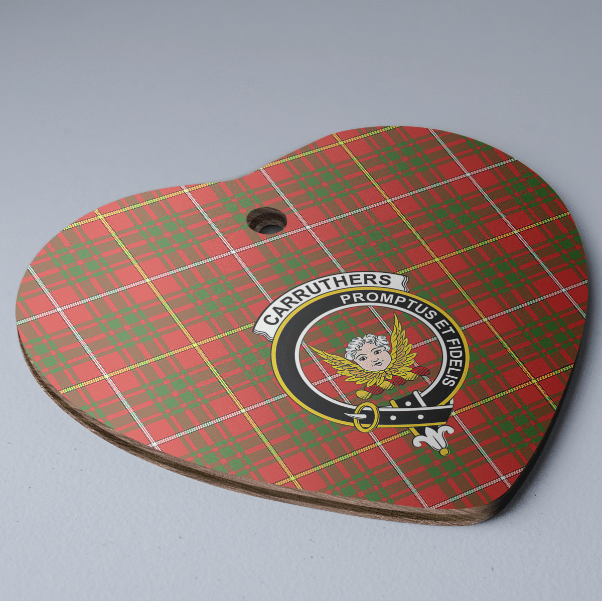 Clan Carruthers Tartan Crest Heart Ceramic Ornament OY25 Carruthers Tartan Tartan Christmas   