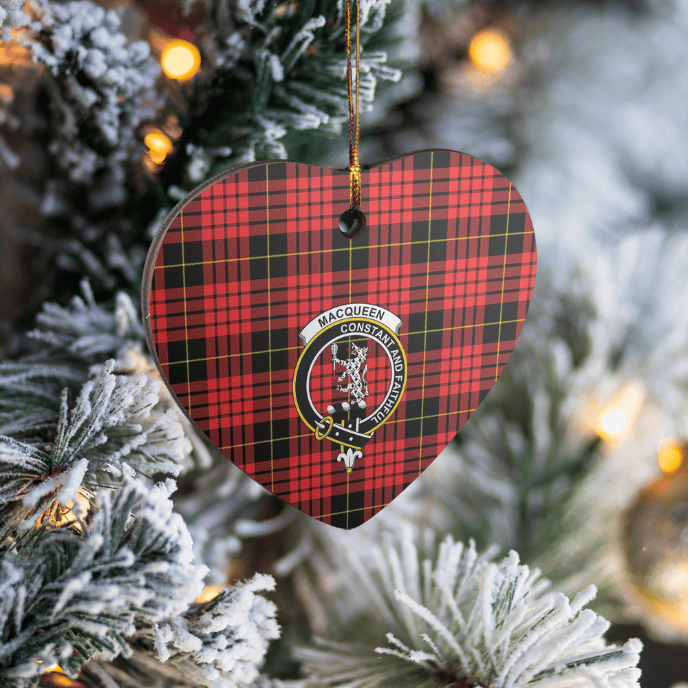 Clan MacQueen Modern Tartan Crest Heart Ceramic Ornament LK13 MacQueen Modern Tartan Tartan Christmas   
