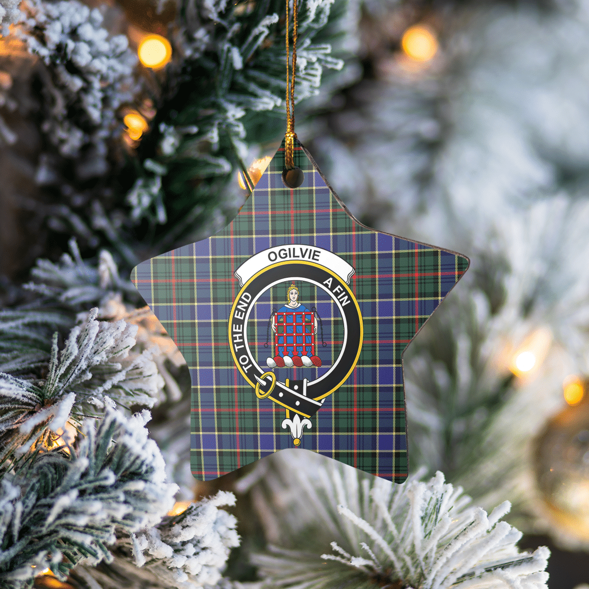 Clan Ogilvie Hunting Modern Tartan Crest Star Ceramic Ornament IA15 Ogilvie Hunting Modern Tartan Tartan Christmas   