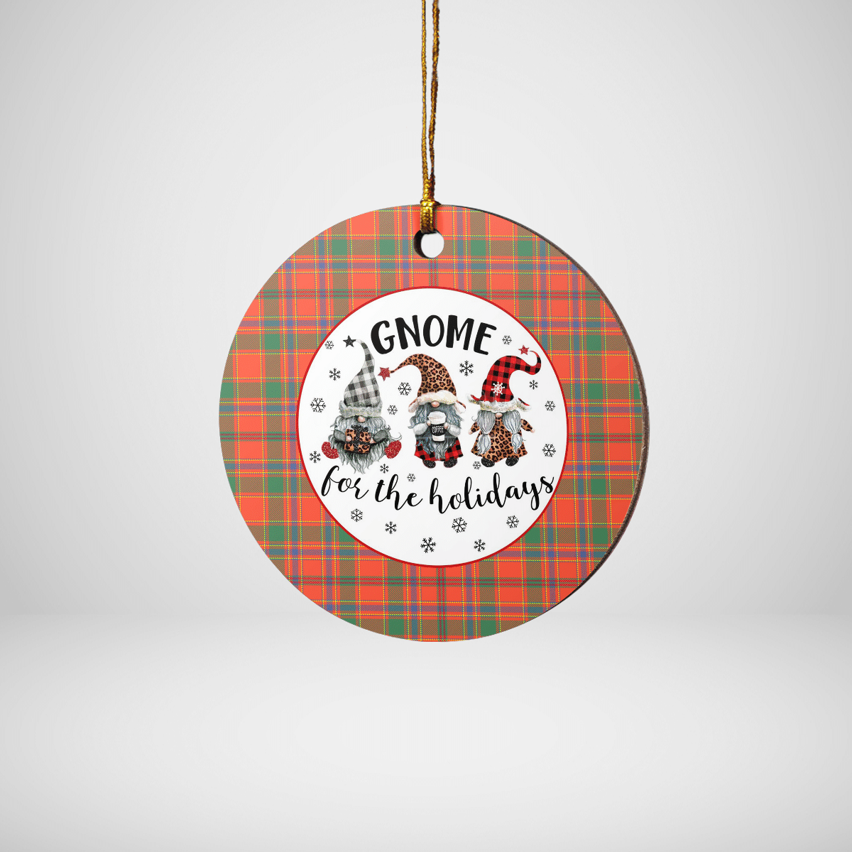 Clan Munro Ancient Tartan Tartan Crest Gnome Round Ceramic Ornament LP86 Munro Ancient Tartan Tartan Christmas   