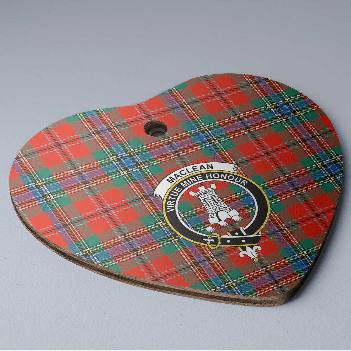 Clan MacLean of Duart Ancient Tartan Crest Heart Ceramic Ornament HE62 MacLean of Duart Ancient Tartan Tartan Christmas   