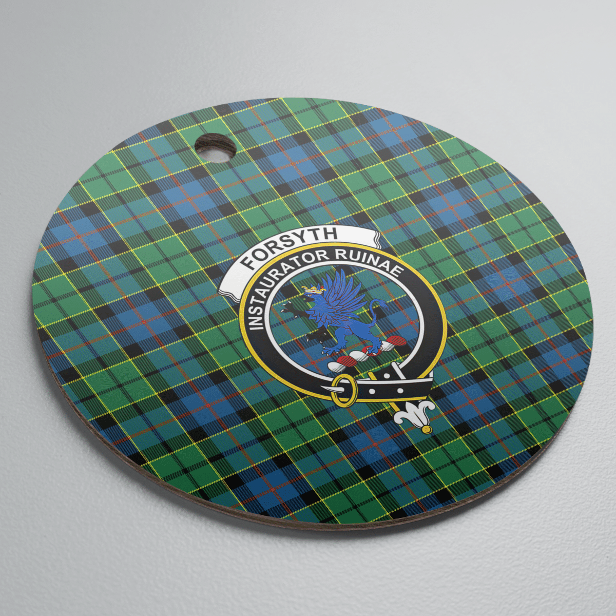 Clan Forsyth Ancient Tartan Crest Round Ceramic Ornament YI14 Forsyth Ancient Tartan Tartan Christmas   