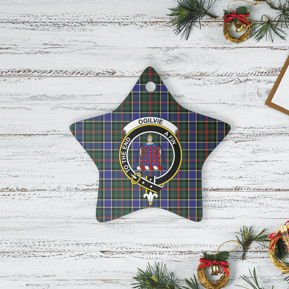 Clan Ogilvie Hunting Modern Tartan Crest Star Ceramic Ornament IA15 Ogilvie Hunting Modern Tartan Tartan Christmas   