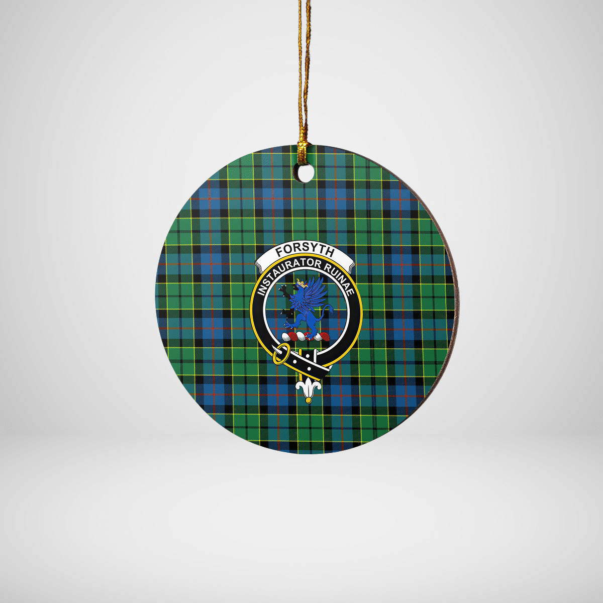 Clan Forsyth Ancient Tartan Crest Round Ceramic Ornament YI14 Forsyth Ancient Tartan Tartan Christmas   