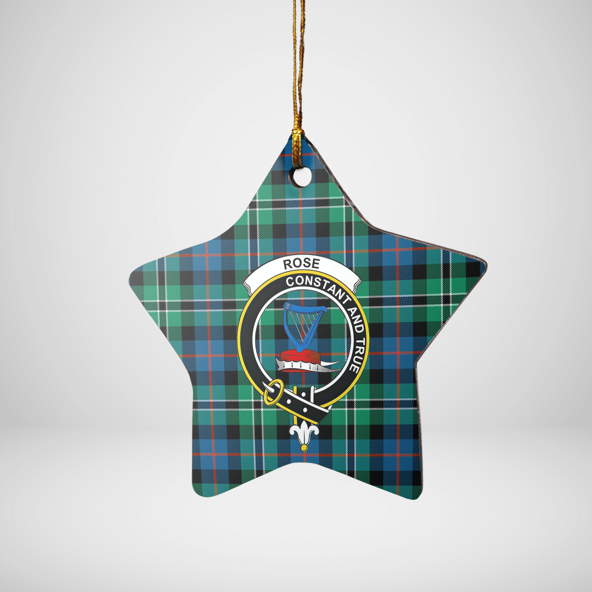 Clan Rose Hunting Ancient Tartan Crest Star Ceramic Ornament PY88 Rose Hunting Ancient Tartan Tartan Christmas   