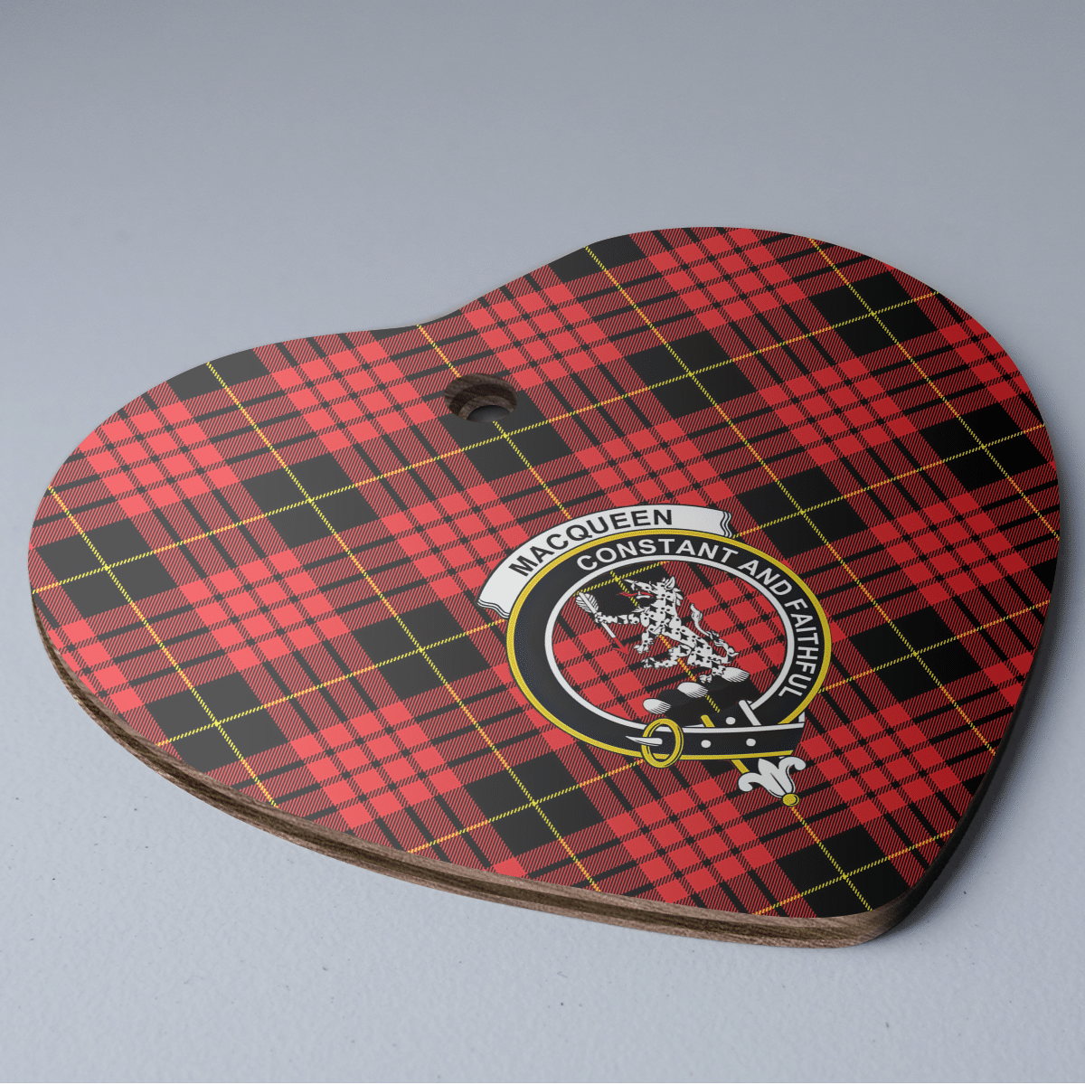Clan MacQueen Modern Tartan Crest Heart Ceramic Ornament LK13 MacQueen Modern Tartan Tartan Christmas   