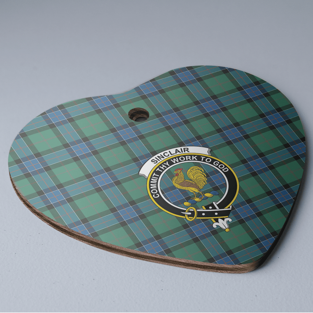 Clan Sinclair Hunting Ancient Tartan Crest Heart Ceramic Ornament JT28 Sinclair Hunting Ancient Tartan Tartan Christmas   