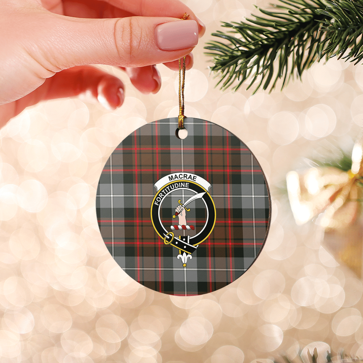 Clan MacRae Hunting Weathered Tartan Crest Round Ceramic Ornament OI82 MacRae Hunting Weathered Tartan Tartan Christmas   