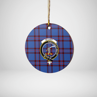 Clan Elliot Modern Tartan Crest Round Ceramic Ornament