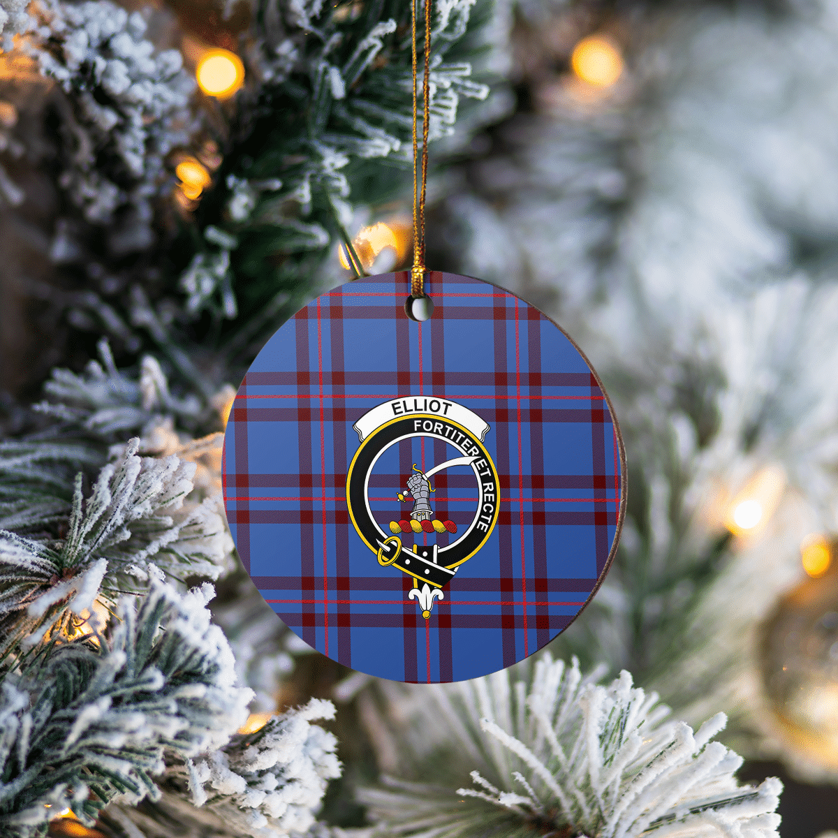 Clan Elliot Modern Tartan Crest Round Ceramic Ornament UC59 Elliot Modern Tartan Tartan Christmas   