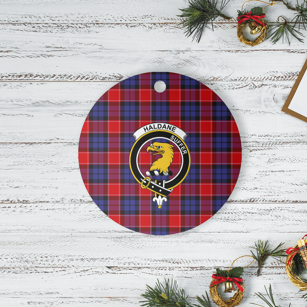 Clan Haldane 1 Tartan Crest Round Ceramic Ornament GH63 Haldane 1 Tartan Tartan Christmas   