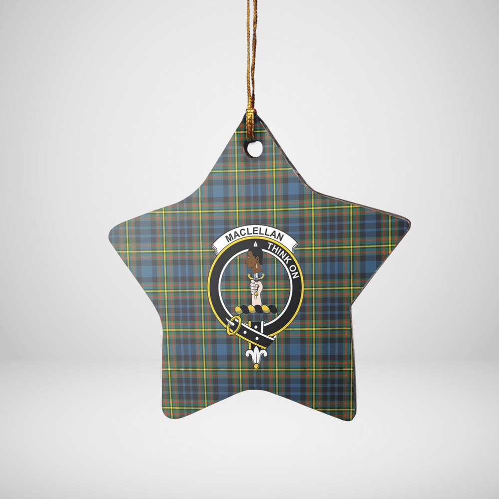 Clan MacLellan Ancient Tartan Crest Star Ceramic Ornament RK69 MacLellan Ancient Tartan Tartan Christmas   