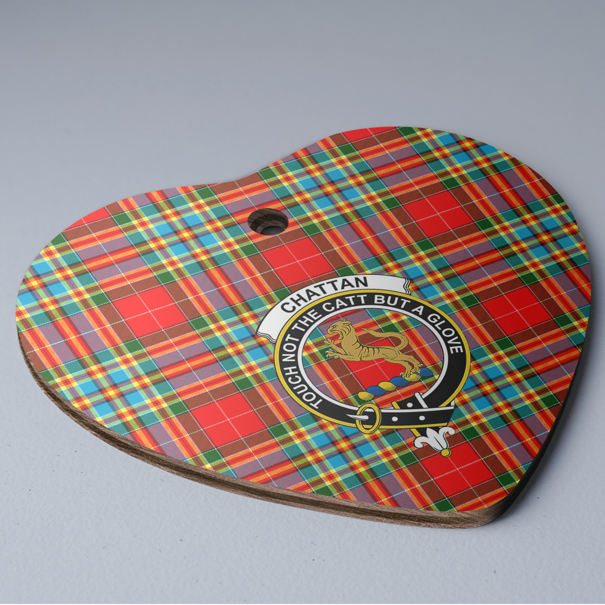 Clan Chattan Tartan Crest Heart Ceramic Ornament AX60 Chattan Tartan Tartan Christmas   