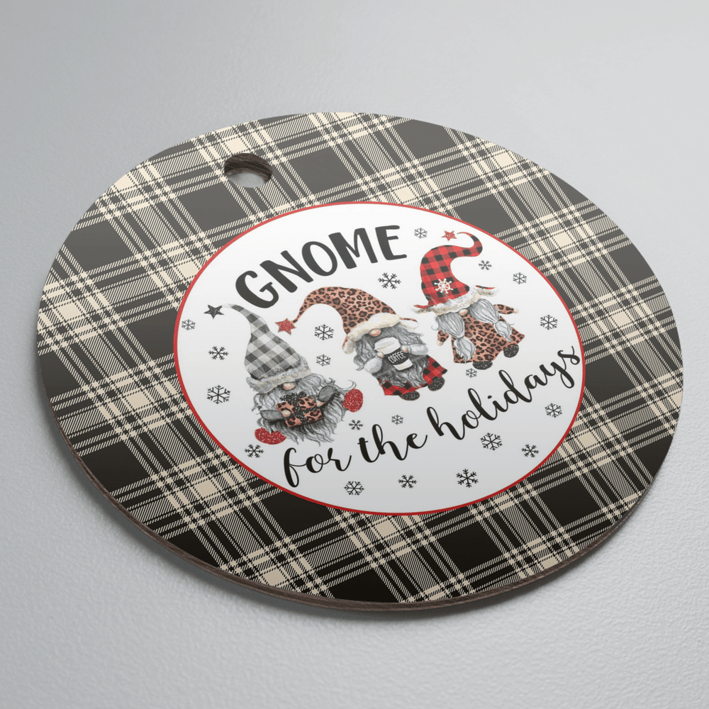 Clan Menzies Black & White Ancient Tartan Tartan Crest Gnome Round Ceramic Ornament OI28 Menzies Black & White Ancient Tartan Tartan Christmas   