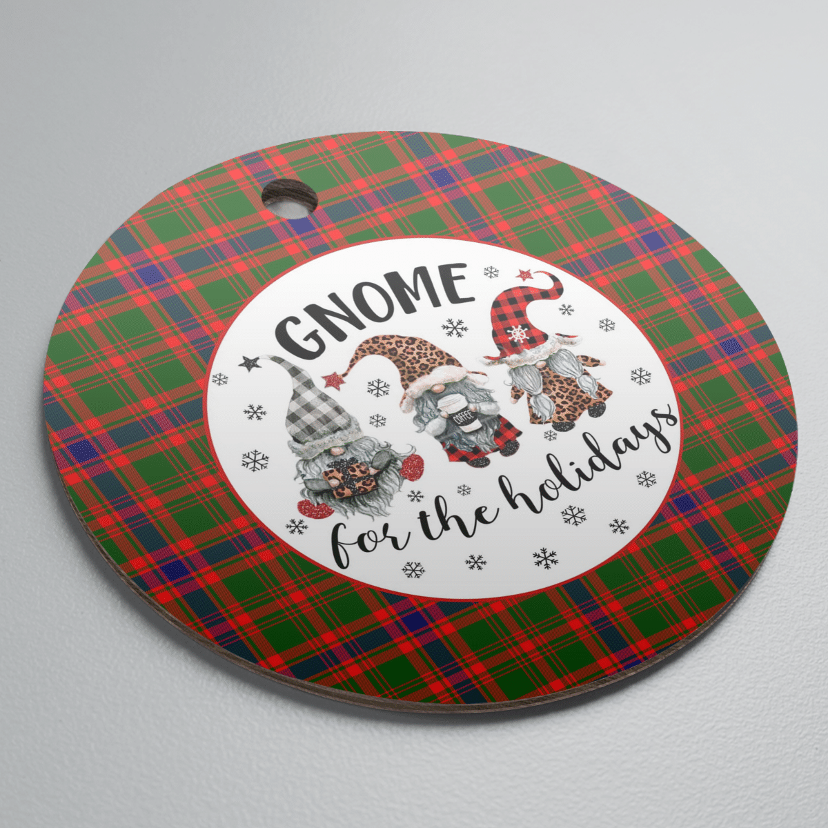 Clan Nithsdale District Tartan Tartan Crest Gnome Round Ceramic Ornament KR35 Nithsdale District Tartan Tartan Christmas   