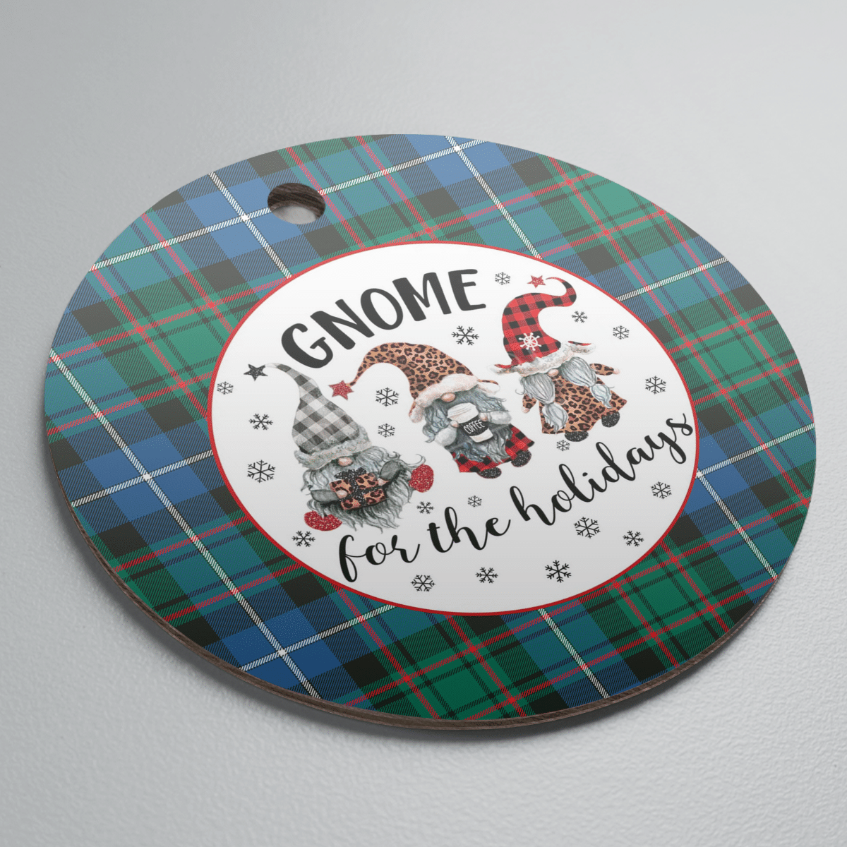 Clan MacRae Hunting Ancient Tartan Tartan Crest Gnome Round Ceramic Ornament HR88 MacRae Hunting Ancient Tartan Tartan Christmas   