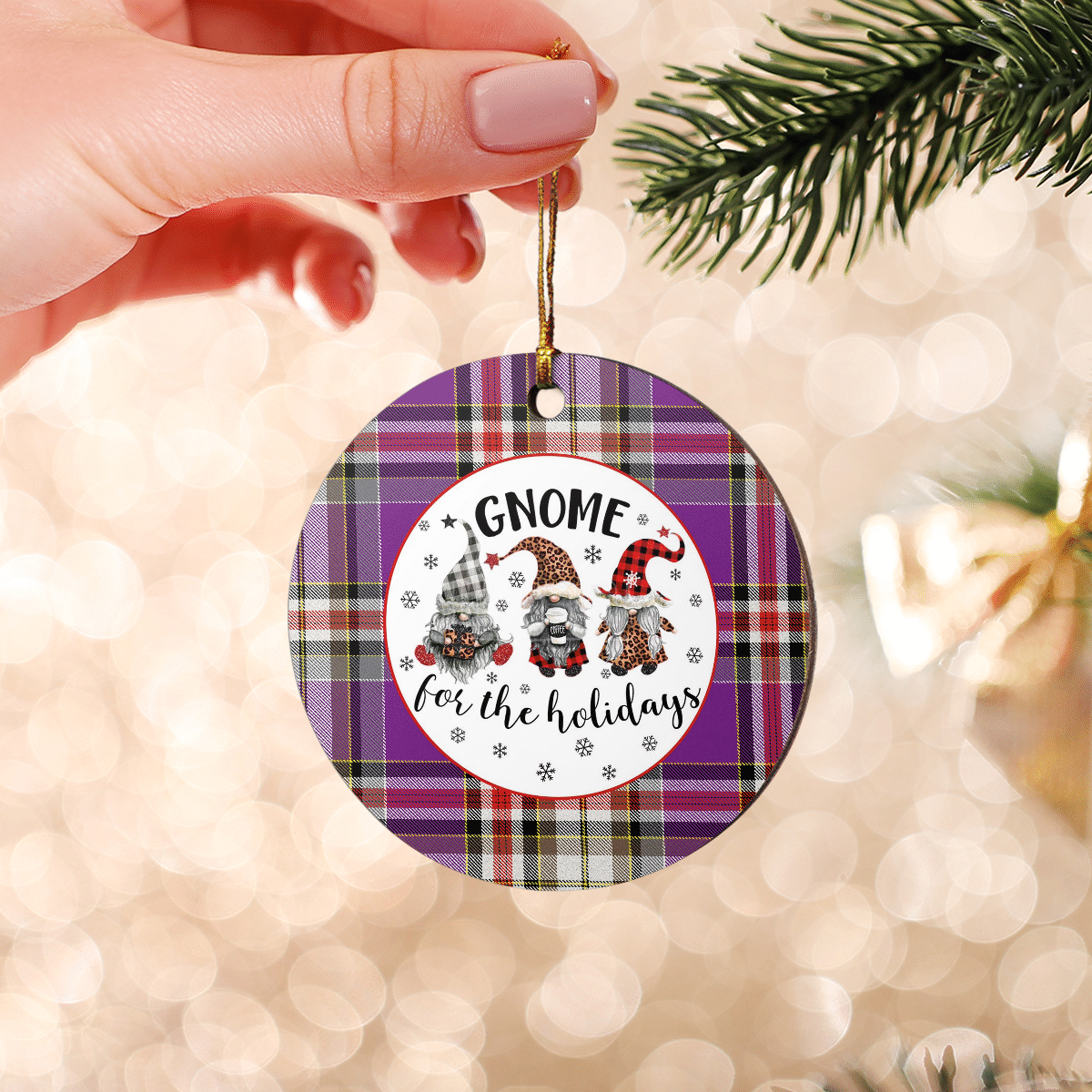 Clan Lockwood Tartan Tartan Crest Gnome Round Ceramic Ornament XT52 Lockwood Tartan Tartan Christmas   