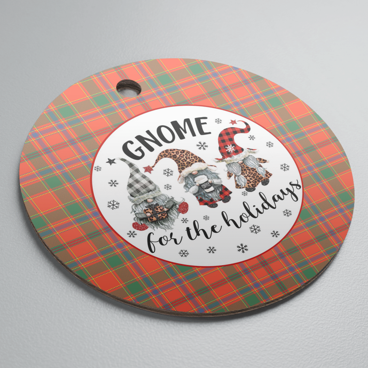 Clan Munro Ancient Tartan Tartan Crest Gnome Round Ceramic Ornament LP86 Munro Ancient Tartan Tartan Christmas   