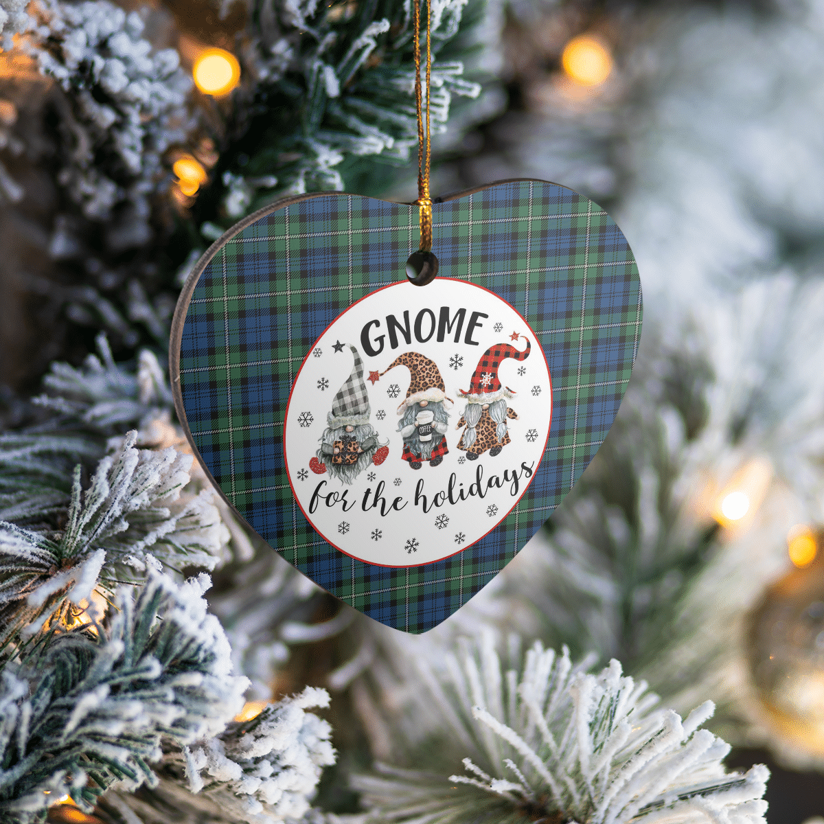 Clan Forbes Ancient Tartan Tartan Crest Gnome Heart Ceramic Ornament NU36 Forbes Ancient Tartan Tartan Christmas   