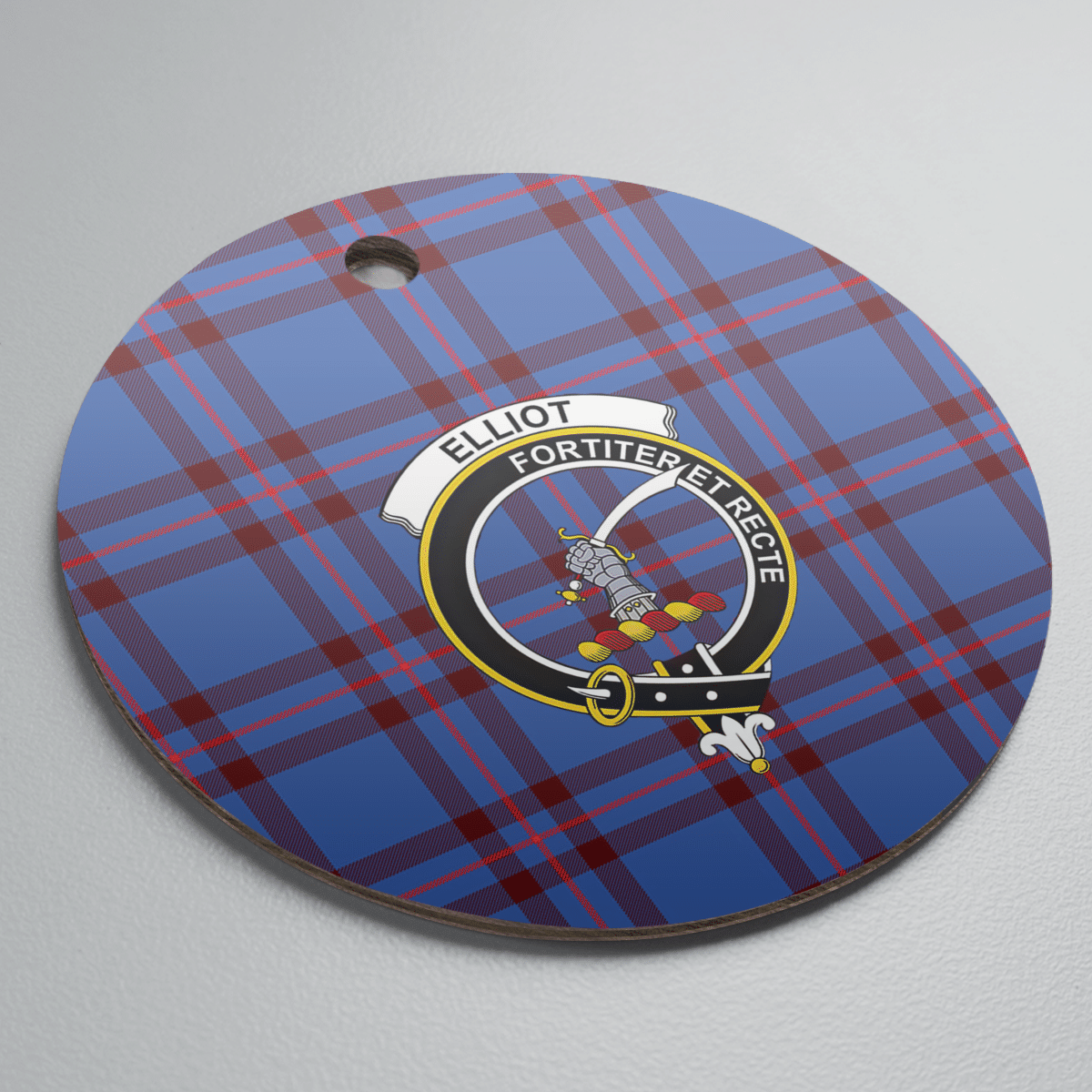 Clan Elliot Modern Tartan Crest Round Ceramic Ornament UC59 Elliot Modern Tartan Tartan Christmas   