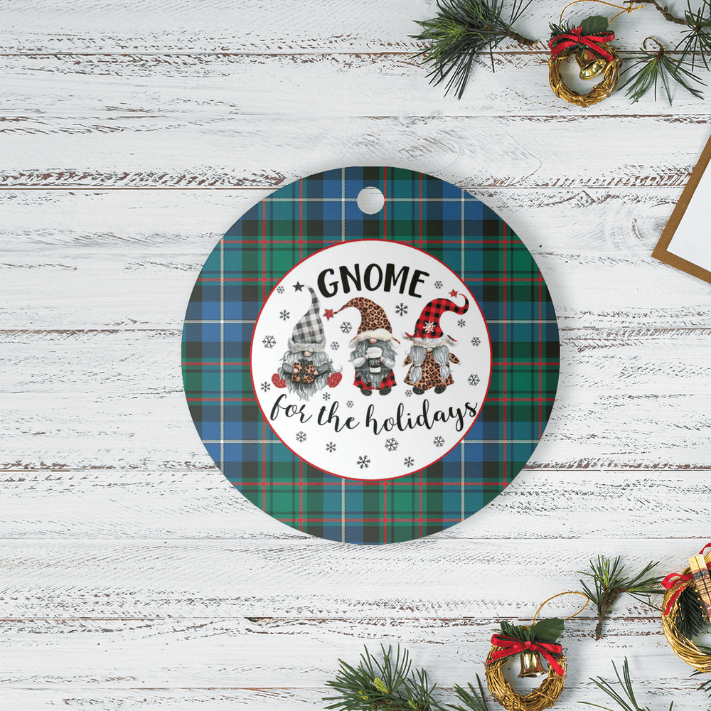 Clan MacRae Hunting Ancient Tartan Tartan Crest Gnome Round Ceramic Ornament HR88 MacRae Hunting Ancient Tartan Tartan Christmas   