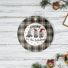 Clan Menzies Black & White Ancient Tartan Tartan Crest Gnome Round Ceramic Ornament OI28 Menzies Black & White Ancient Tartan Tartan Christmas   