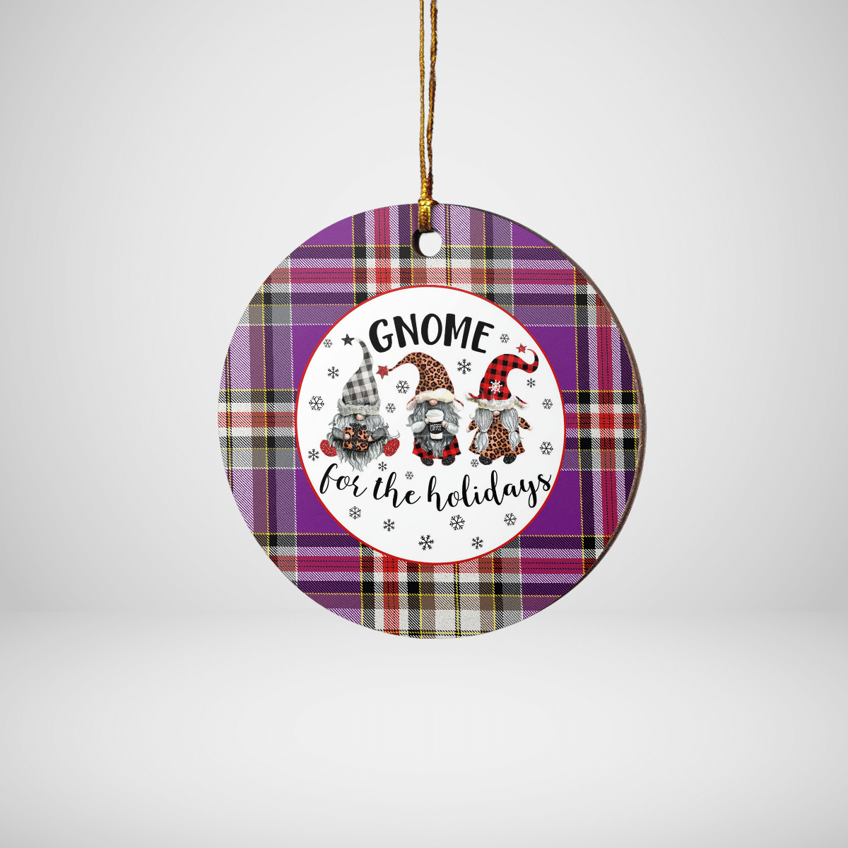 Clan Lockwood Tartan Tartan Crest Gnome Round Ceramic Ornament XT52 Lockwood Tartan Tartan Christmas   