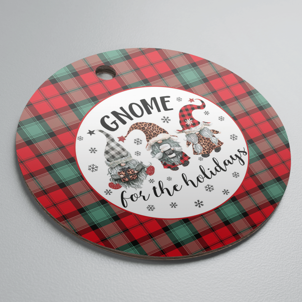 Clan Kerr Ancient Tartan Tartan Crest Gnome Round Ceramic Ornament GG39 Kerr Ancient Tartan Tartan Christmas   