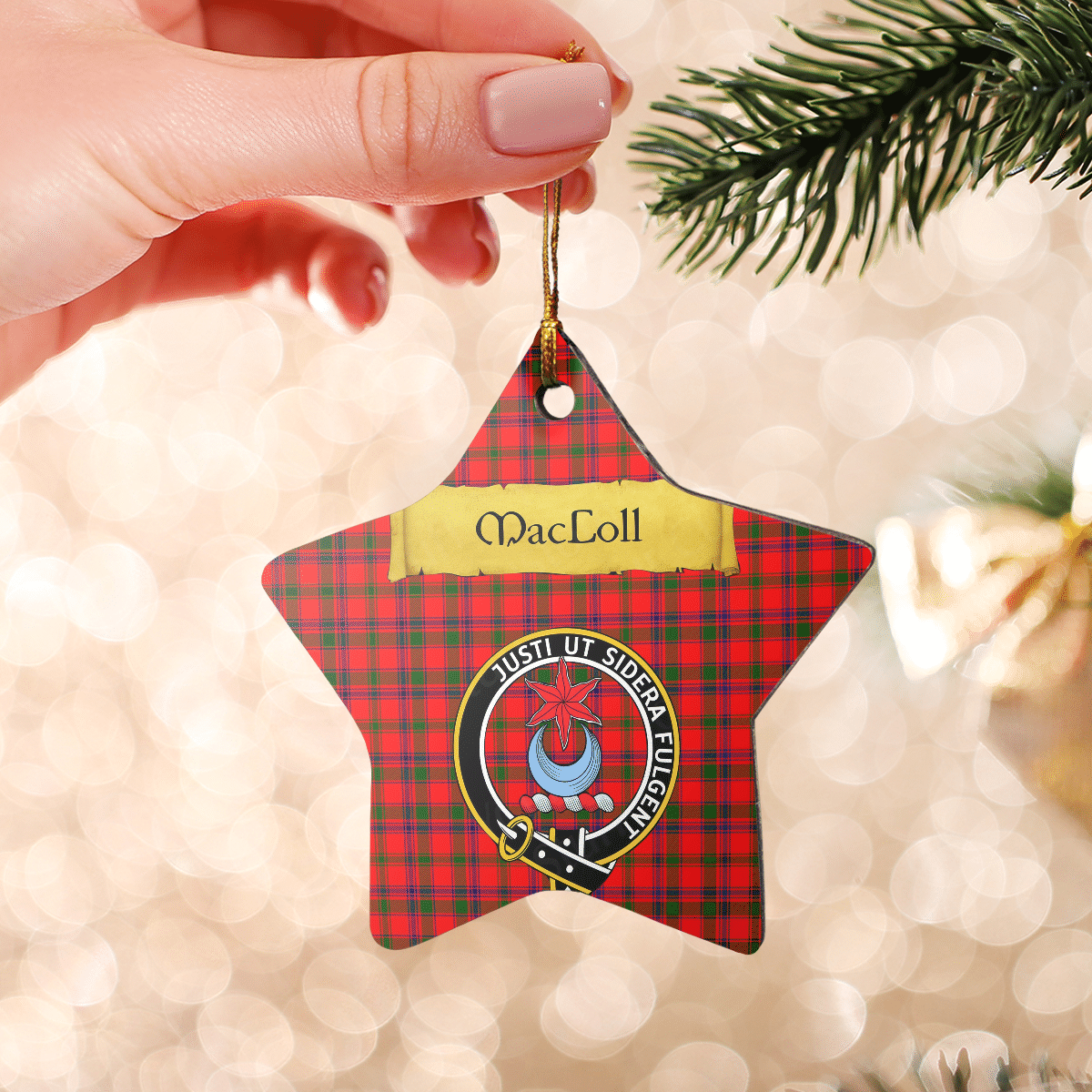 Clan MacColl Modern Tartan Crest Star Ceramic Ornament IY33 MacColl Modern Tartan Tartan Christmas   