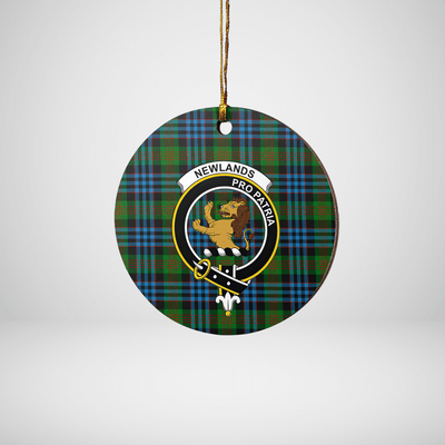 Clan Newlands Tartan Crest Round Ceramic Ornament